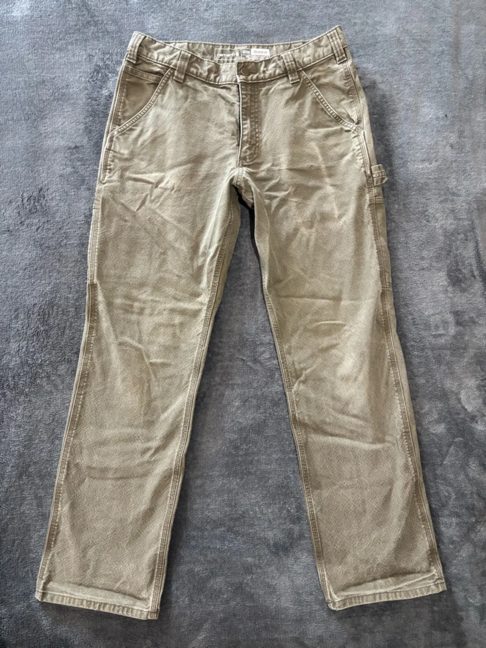 Carhartt Men's Canvas Pants 32x32 Duck Utility Work Relaxed Fit Light Brown - Picture 2 of 8